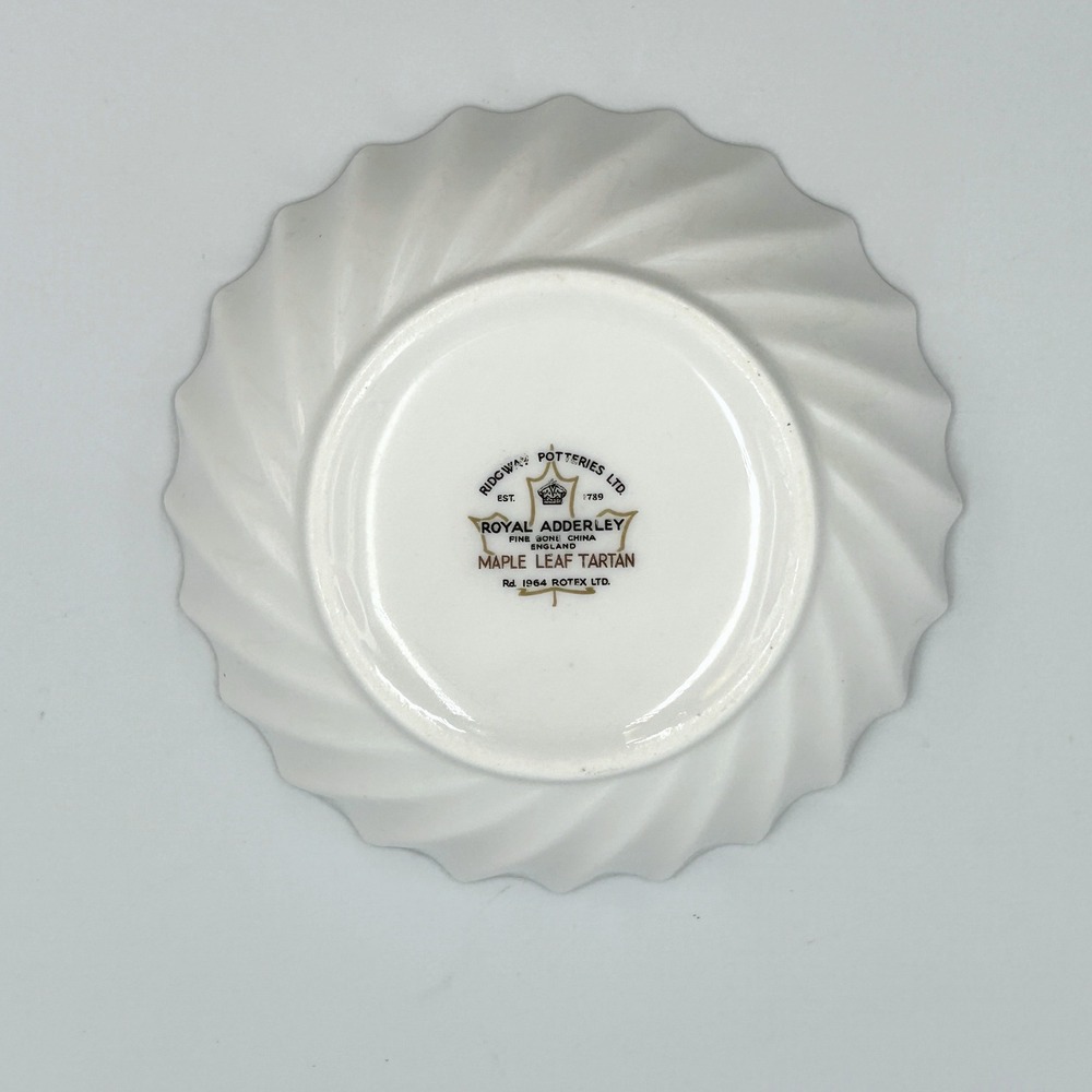VTG 60s Royal Adderley Maple Leaf Tartan Berry Nut Bowl Fine Bone China‎ England - Picture 4 of 7